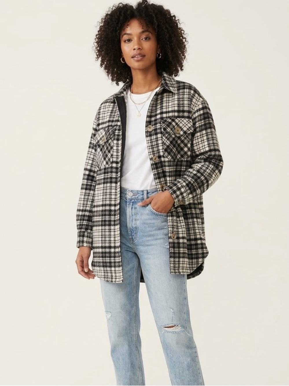 Black & White Plaid button up sweater